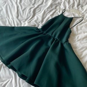 Emerald Green Backless Halter Skater Party Dress